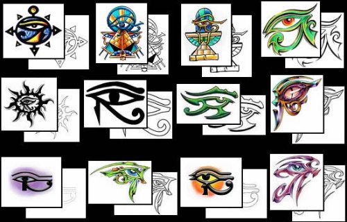 Awful Colored Horus Eye Tattoos Designs